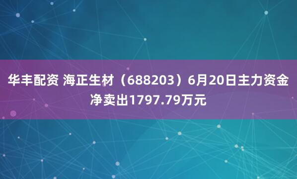 华丰配资 海正生材（688203）6月20日主力资金净卖出1797.79万元