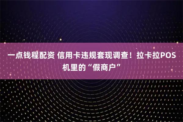 一点钱程配资 信用卡违规套现调查！拉卡拉POS机里的“假商户”